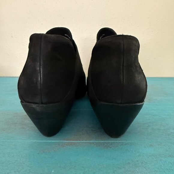 Eileen Fisher Walt Black Leather Cross Strap Ankle Boots Size 8 - Picture 5 of 10